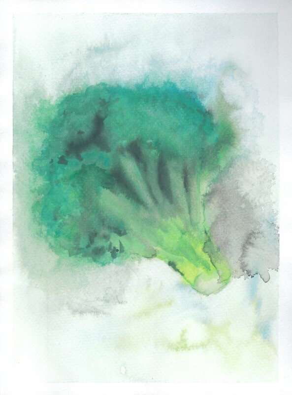 Single Broccoli Floret Floating Alone In Space